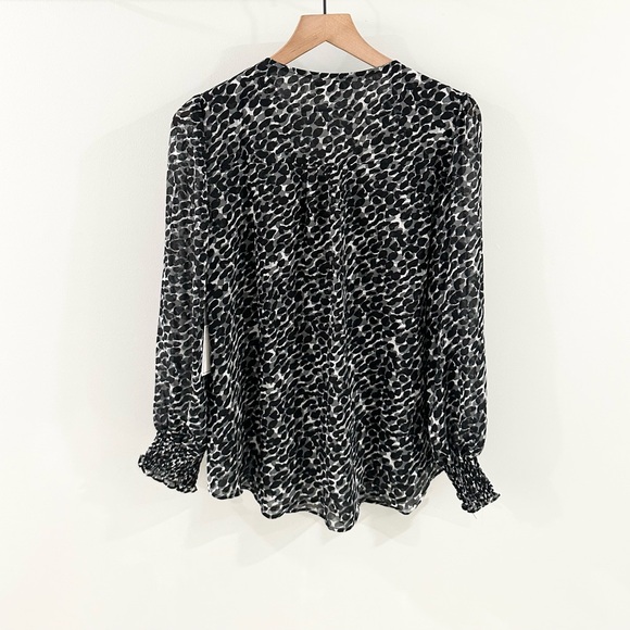 NWT 1. State Printed Smocked Blouse Black Gray Size Large - Picture 6 of 6